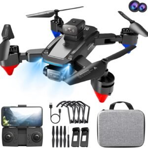 Mini Drone with Dual Camera, Mini Drone for Adults, Remote Control and APP Control, FPV Foldable Drone with Carrying Case, Camping,Parties, Suitable for Hiking (Black)